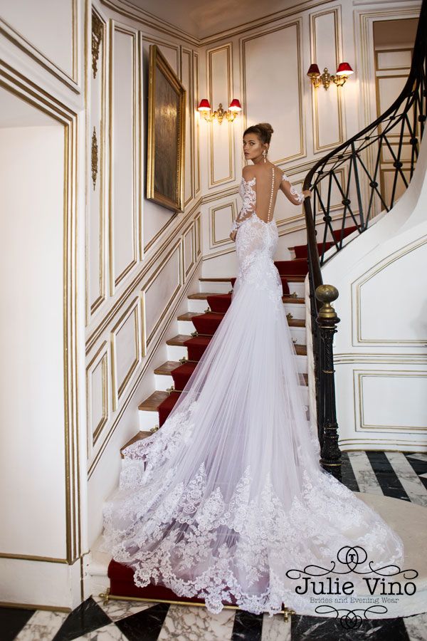Julie Vino Amber wedding dress illusion back lace 